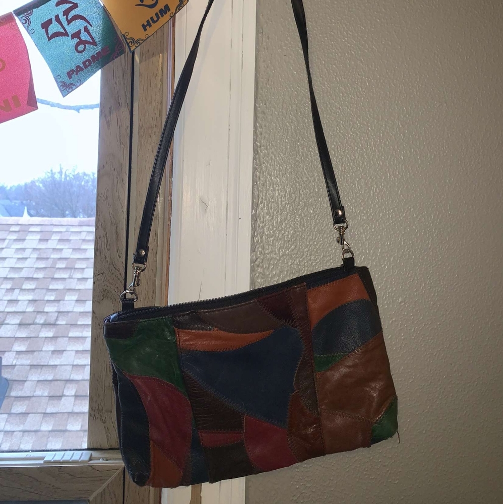 Leather Patchwork Y2K Purse Handbag Colorblock Multiple Colors